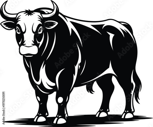 Isolated vector illustration of a cute black and white spotted cow and bull head with horns featuring a cartoon calf sketch on a white background for farm and cattle milk dairy branding