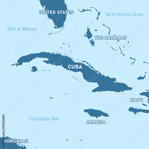 Cuba and Caribbean Map Illustration