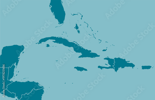 Cuba and Caribbean Map Illustration (no text)