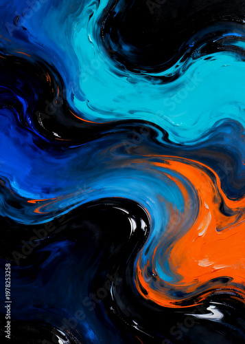 Canvas Print Dive into the depths of a mesmerizing ocean with this breathtaking abstract fluid art piece