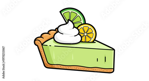 Delicious Key Lime Pie Slice with Whipped Cream and Citrus Garnish