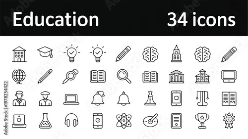 education icons set with school and learning symbols
