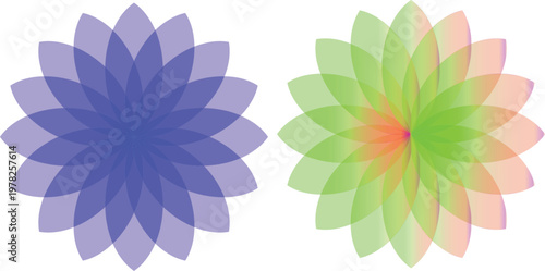 Foto Abstract floral arrangement a digital illustration of two symmetrical colorful f