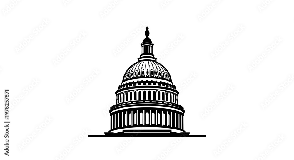 Foto Capitol Building Dome Silhouette Vector Illustration