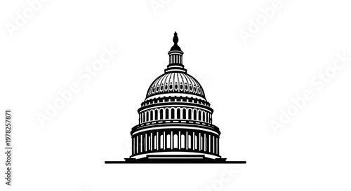 Capitol Building Dome Silhouette Vector Illustration