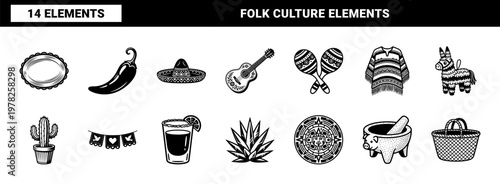 Mexican Heritage Folk Art Elements Sheet