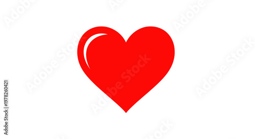 Vibrant Red Heart Symbol Isolated on White Background, Love Icon Graphic