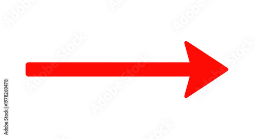 Bright Red Arrow Pointing Right, Simple Graphic Design, Isolated on White Background