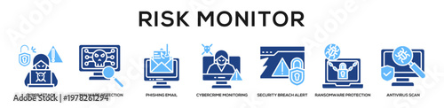 Glyphcolor - Risk Monitor web banner icon vector illustration concept