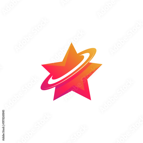 Star logo with ring orbit modern gradient color design style