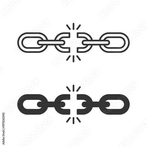 Broken chain link icon shows a connection severed or a failed relationship with two variations