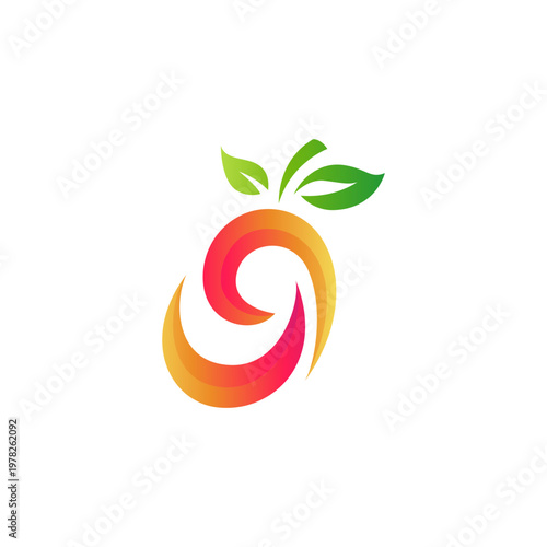 Orange fruit logo with orange gradient color design style