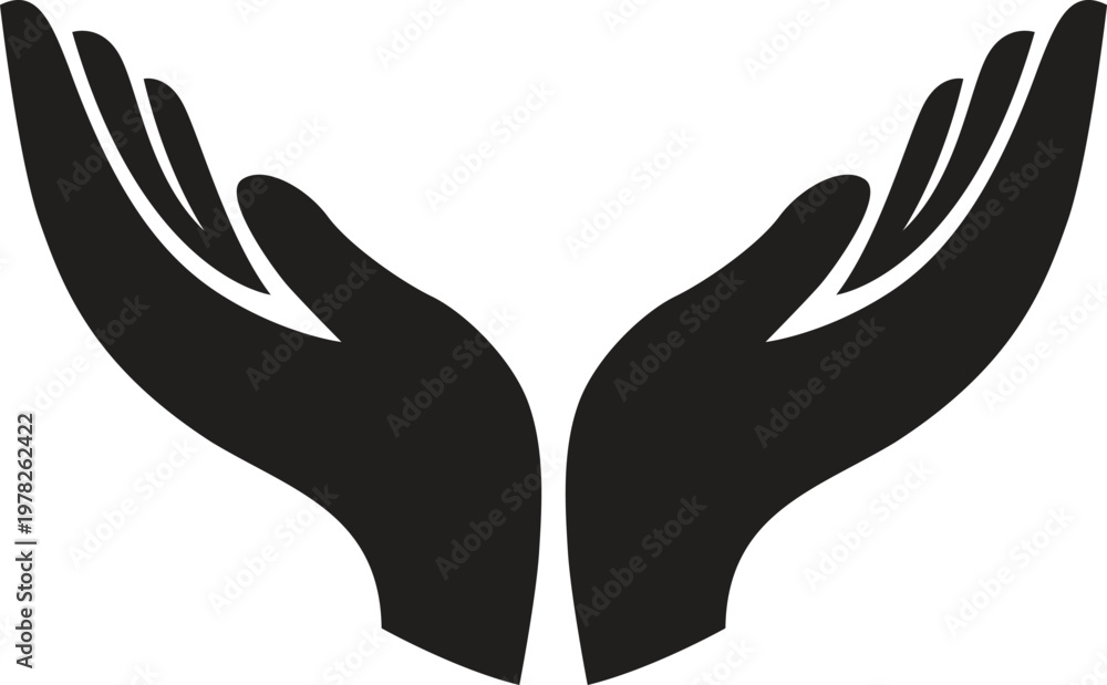 Fototapeta premium Two black hands forming a cupping shape palms facing upwards
