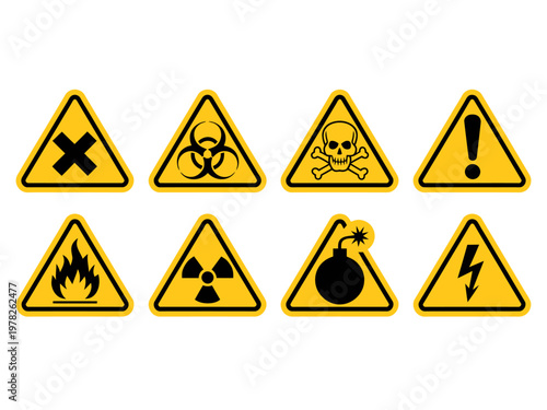Free Download Yellow Warning Signs Icons Set For Hazard Safety Concepts - GFXLoad