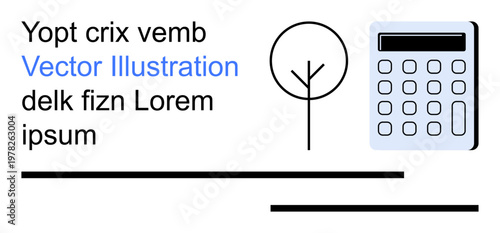 Financial planning, education, environmental , graphic layouts, modern design, business tools. Diagram with tree symbol, calculator and text. Financial planning and education concept