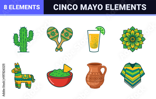 Mexican Fiesta Cultural Elements Vector