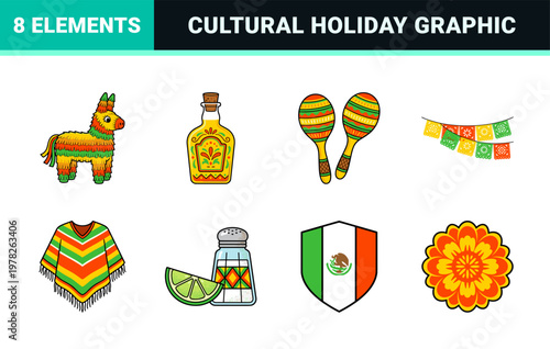 Mexican Fiesta Holiday Graphic Asset Sheet