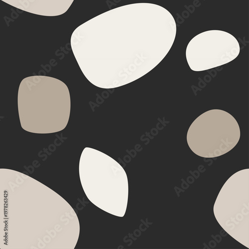 Abstract organic shapes seamless pattern on dark background minimalist modern design