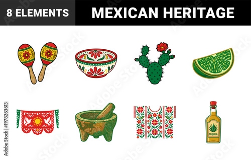 Mexican Heritage Festive Design Asset Sheet