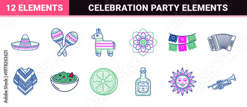 Mexican Fiesta Celebration Elements Set