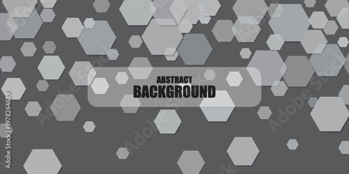 Minimalist hexagons float softly across a muted gray backdrop, simple clean geometric layout, eps10