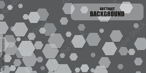 Modern muted gray background with softly floating hexagons, clean minimal geometric composition with subtle depth, vector illustration art