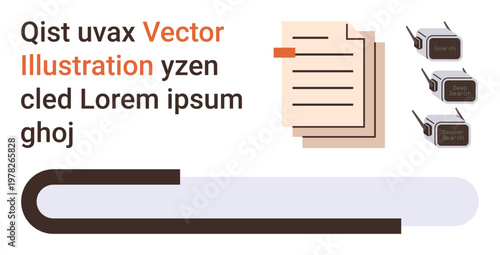 Office management, digital workflows, business organization, corporate tools, file sharing, data systems. Documents, computer keyboards and file . Office management and digital workflows theme