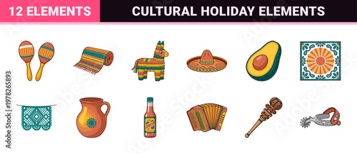 Mexican Fiesta Cultural Graphic Set