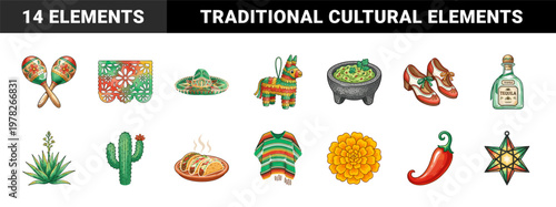 Cinco de Mayo Mexican Festival Elements