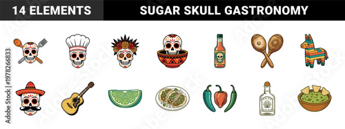 Mexican Sugar Skull Chef and Food Assets