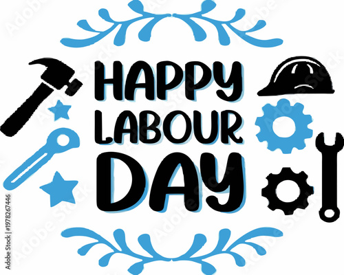 happy labour day vector illustration isolated on white background