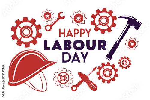happy labour day vector illustration isolated on white background