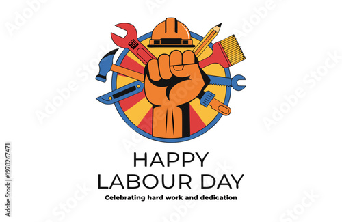 happy labour day vector illustration isolated on white background