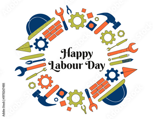 happy labour day vector illustration isolated on white background