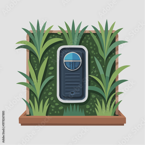 Smart garden planter with solar panel illustration