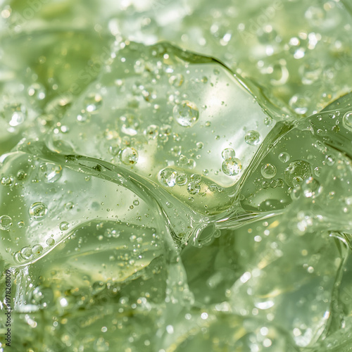 The green ice looks very cold and refreshing and There are many green ice cubes.