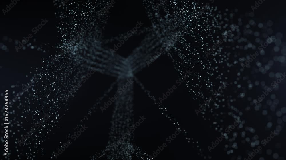 Abstract particle network forming geometric structure, seamless loop ...