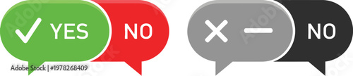 Speech bubbles vector illustration showing yes and no choice options with check mark and cross symbol for web design