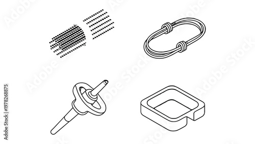 Industrial Isometric Shapes: A meticulously illustrated collection of industrial isometric shapes, featuring an array of geometric forms that bring precision and design to life. 