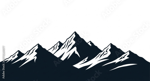 Majestic Mountain Range Silhouette with Snow-Capped Peaks.