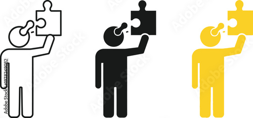 Puzzle piece icon vector illustration representing human intelligence and problem solving concepts for business marketing and creative project designs