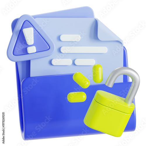 Data breach 3D illustration