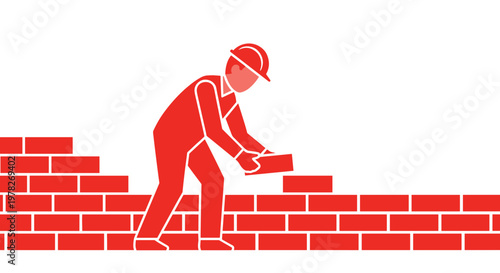 Man building a brick wall.