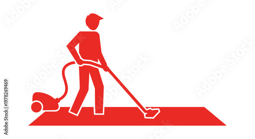 Man cleaning with vacuum cleaner.