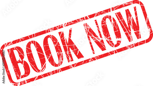 A red stamp with the words book now