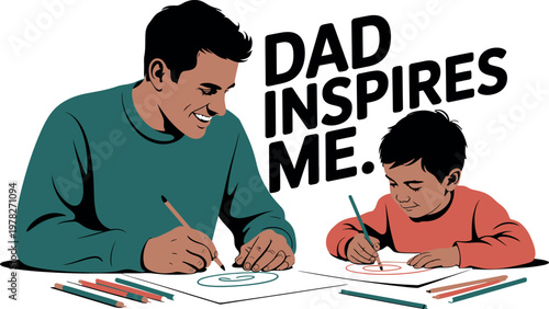 Heartwarming fathers day illustration dad inspires me a loving bond