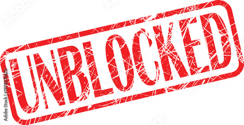 A red unblocked stamp on a white background