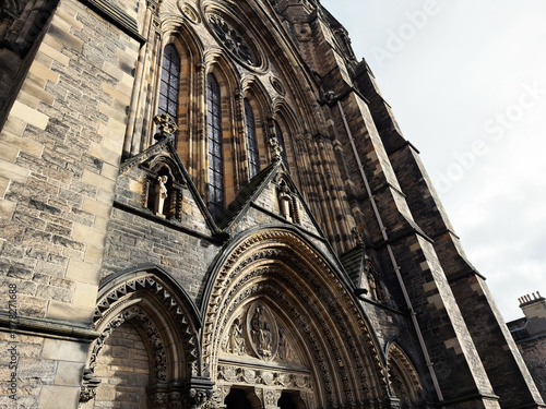 Valokuva Gothic St Mary's Episcopal Cathedral facade with ornate stone arches and stained