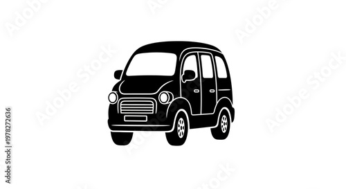 Minimalist black silhouette of a compact car simple design silhouette