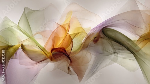 Ethereal Abstract Colorful Waves Flowing in Soft Tones with Delicate Transparency and Artistic Vibration